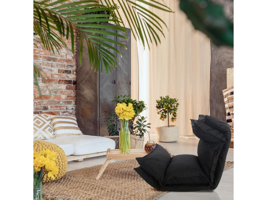 Sillón Meditación Futon Negra Poliéster Plegable 70x56x70