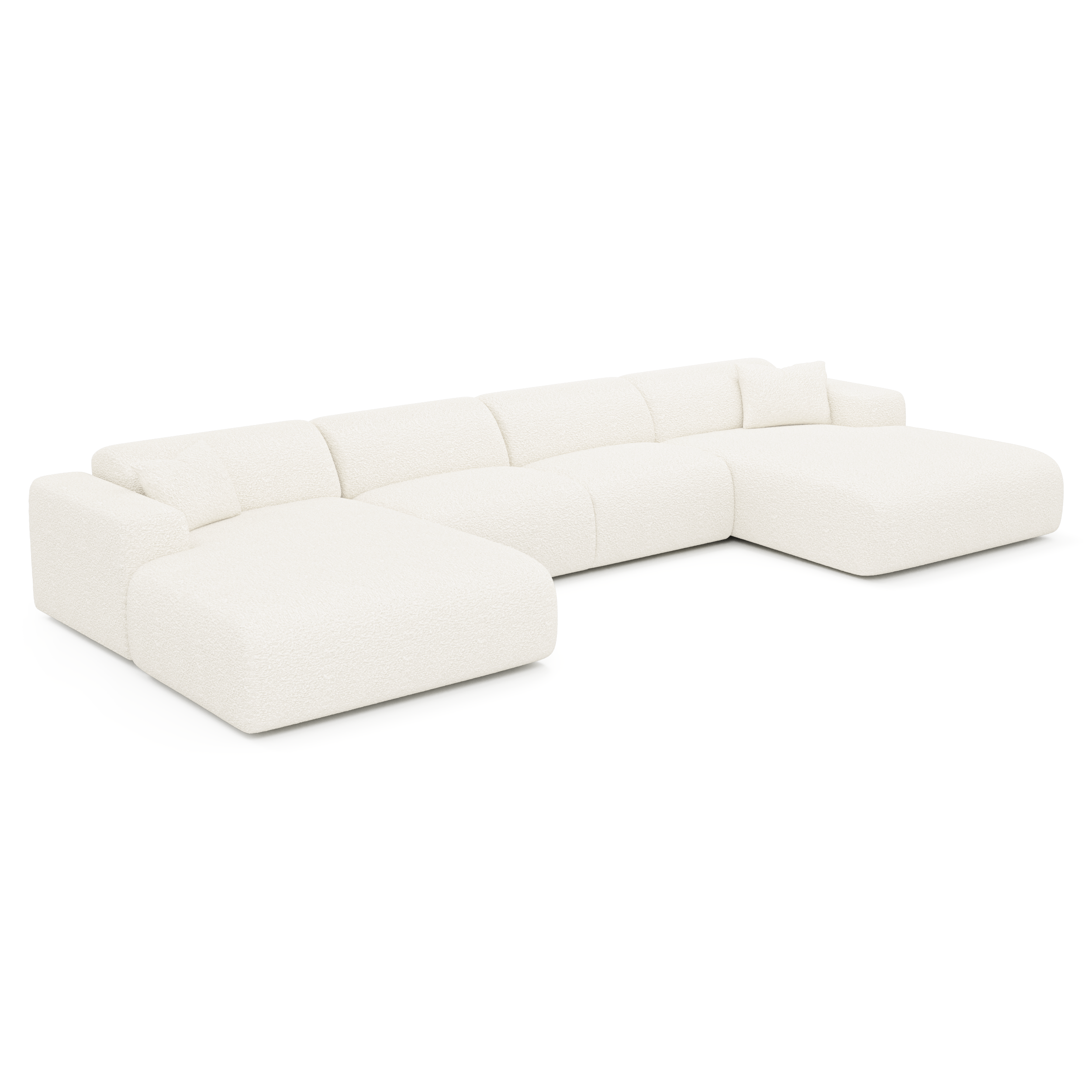 Symmetrische banken MYRA 7 personen Bouclette stof Crème