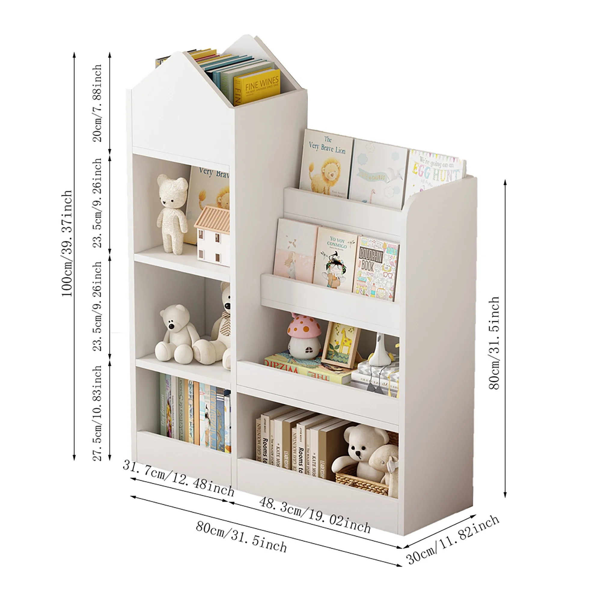 PAPROOS Kids Bookshelf, Wooden Kids Bookcase with Toy Storage Organizer Cabinet, Children Multi Shelf Cubby for Classroom, Kids Bedroom, Nursery, Wood - Image 22