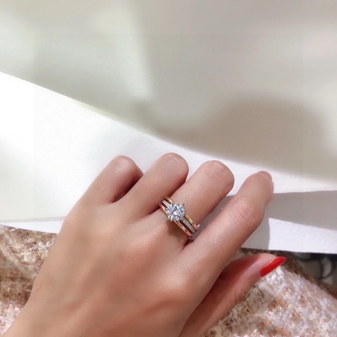 Cartier Three Layers Mixed Metal Color Diamond Ring - Original Replica Club