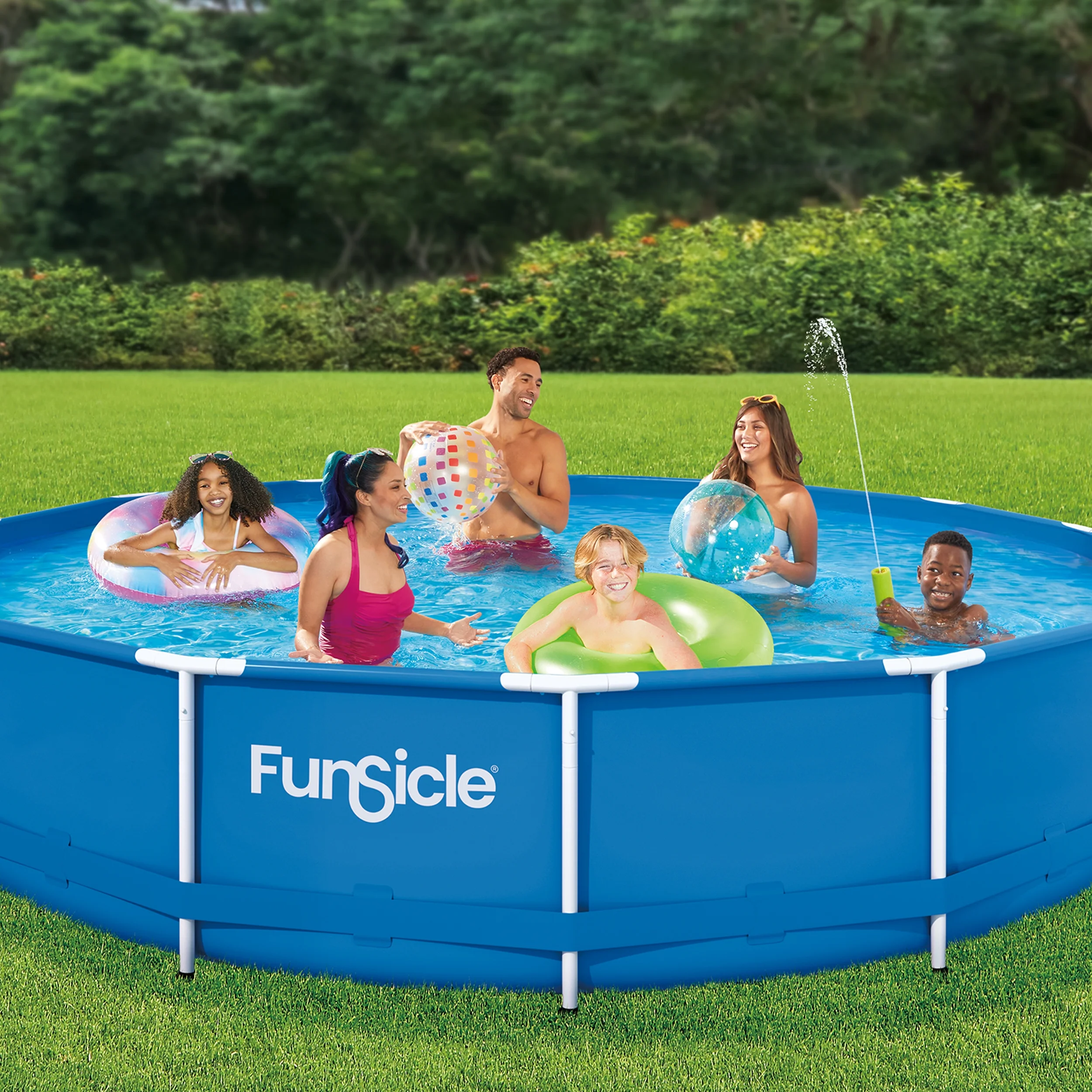 Funsicle 14ft Activity Above Ground Metal Frame Swimming Pool, Includes SkimmerPlus Pump, Round, Age 6 & up - Image 2