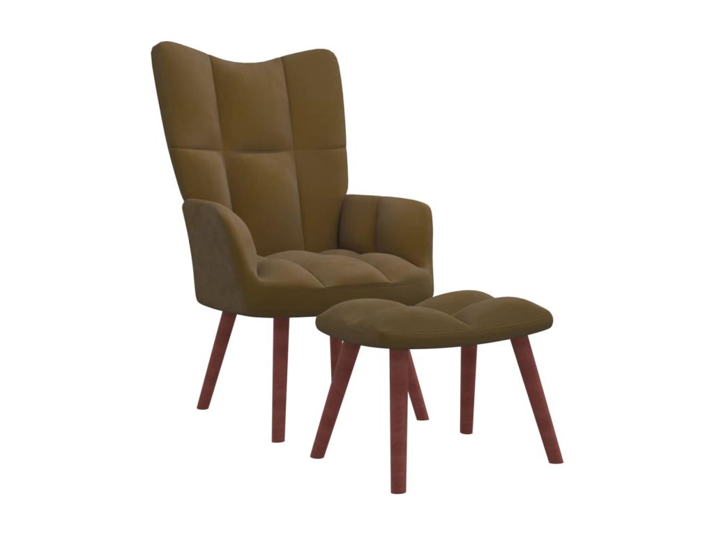 Sillón de relax con taburete terciopelo marrón
