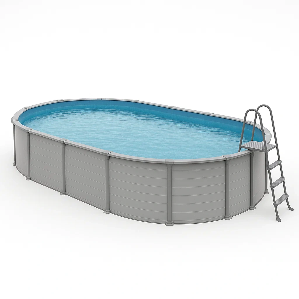 Piscina tubular desmontable ovalada 418x243x98 cm estructura de acero color gris KnStnBI133cz