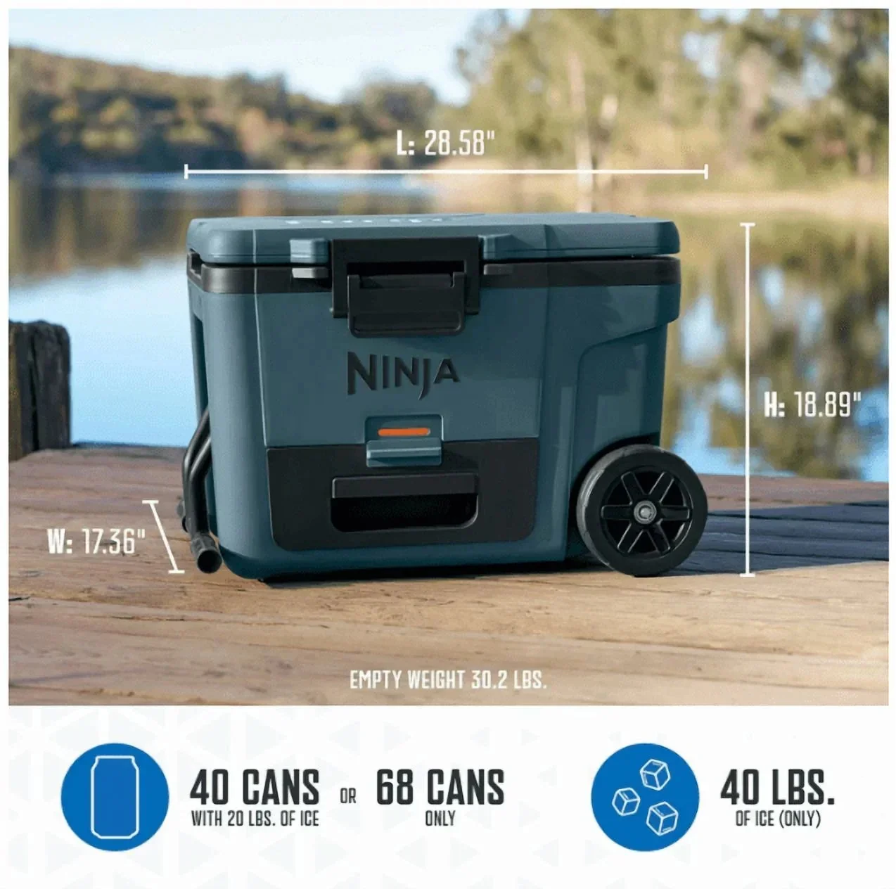 Ninja FrostVault 45QT Wheeled Cooler With Dry Storage Drawer - Ocean Blue - FB245AOB - Image 9 Ninja FrostVault 45QT Wheeled Cooler With Dry Storage Drawer - Ocean Blue - FB245AOB - Image 9