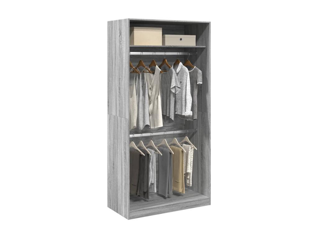 Armario de madera contrachapada gris Joliven 100x50x200 cm