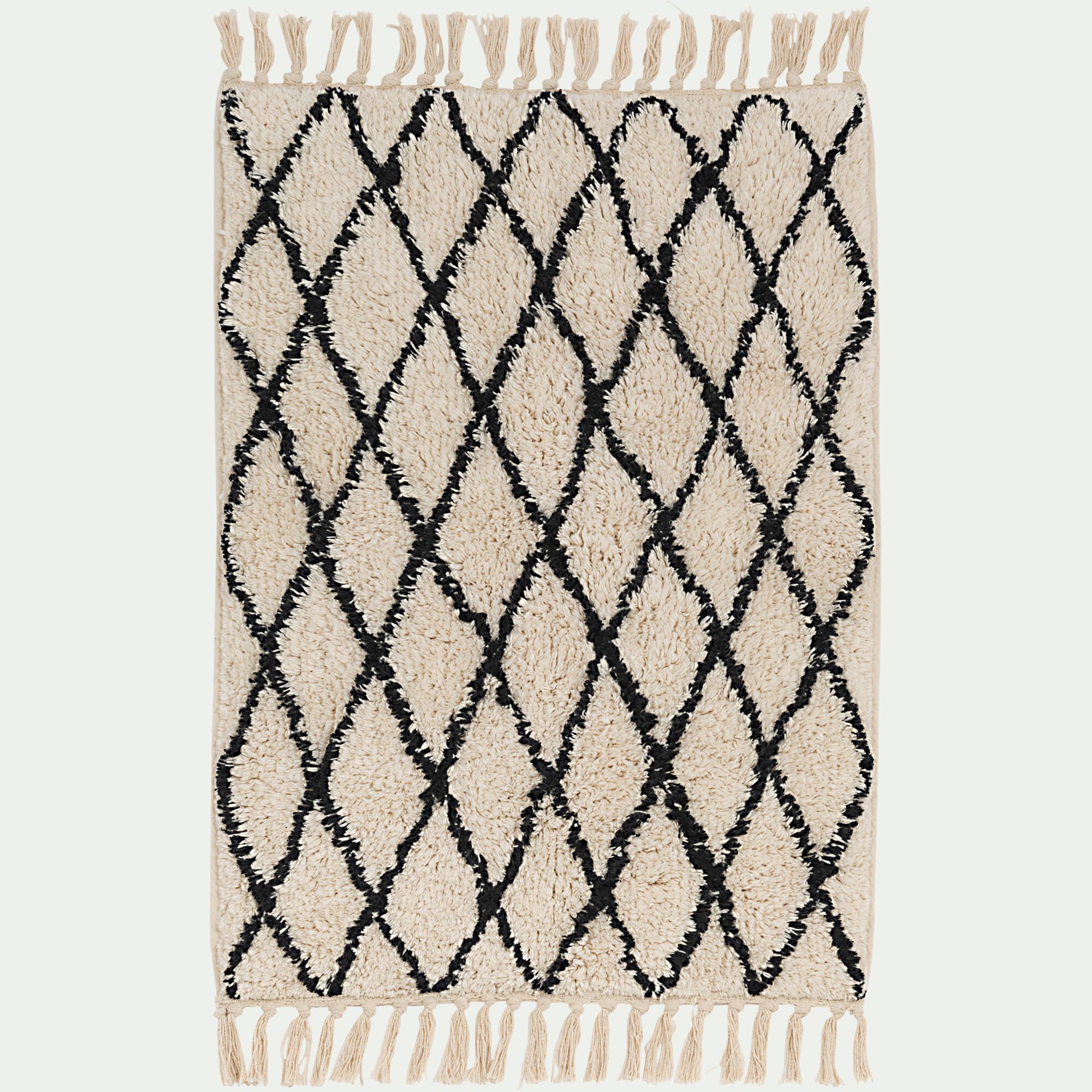 GOHAR - Tapis de bain en coton tufté - blanc et noir 50x80cm