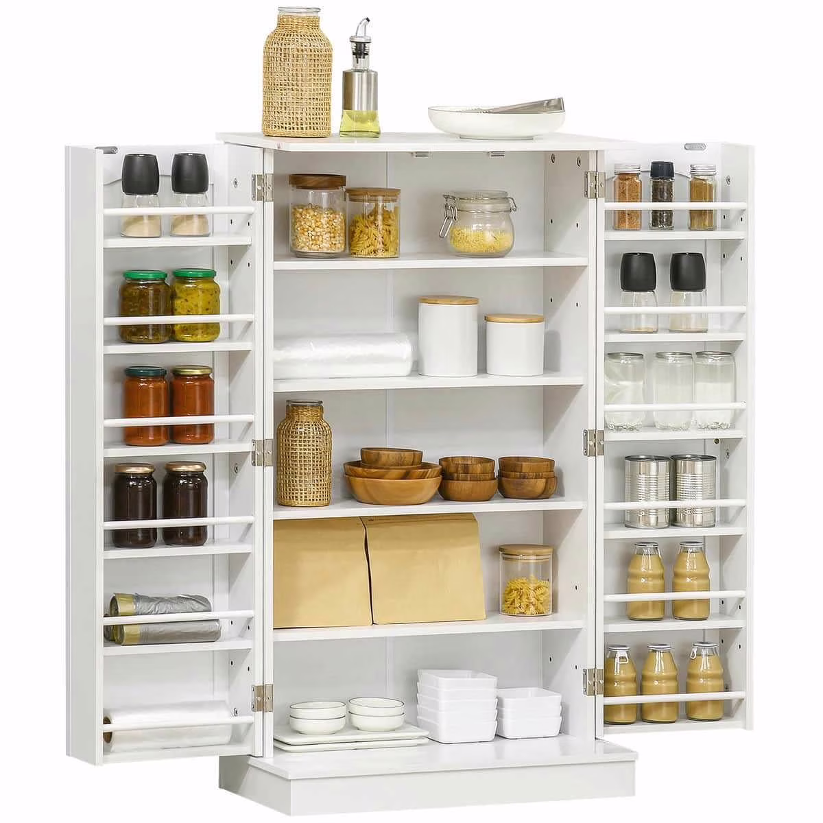 Spaco 17-Tier Kitchen Small Pantry Cabinet with 2 Doors and 6 Adjustable Shelves, Cabinet Pantry, Freestanding 5-Tier Shelving Pantries for Kitchen Storage, Gray - Image 7