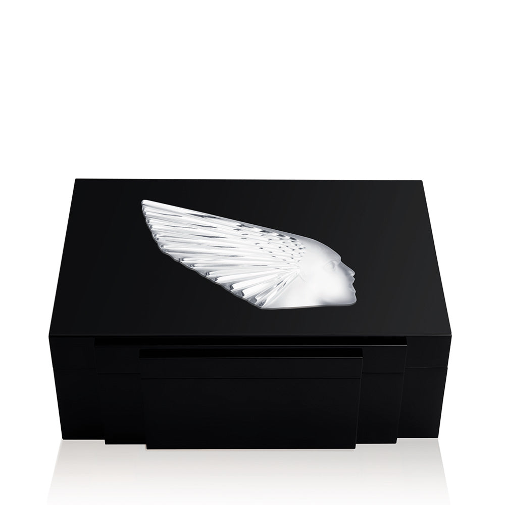 BOÎTE À BIJOUX VICTOIRE - LAQUÉ NOIR AVEC CRISTAL INCOLORE