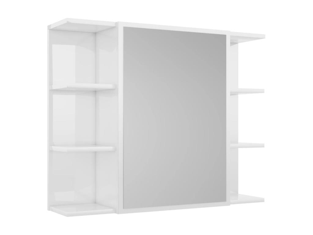 Armario espejo baño contrachapada blanco brillo 80x20 - 5x64 cm