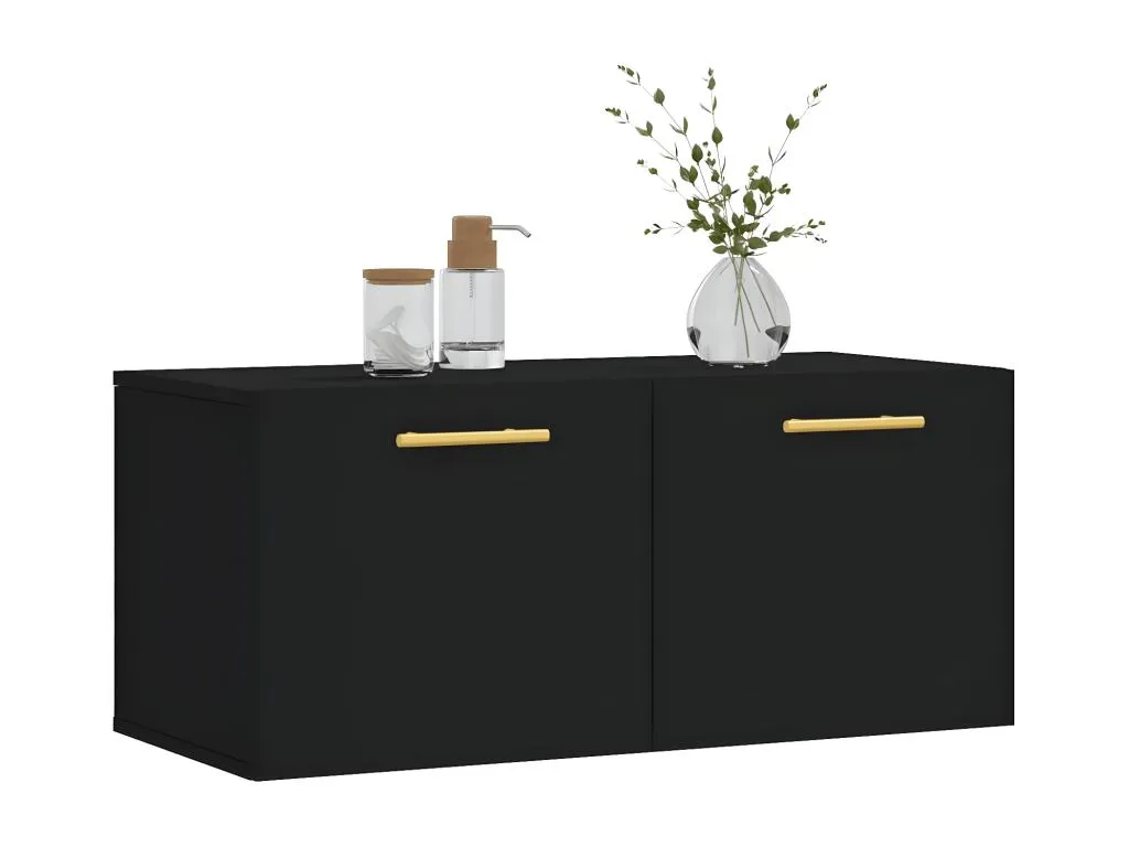 Armario de pared Mueblestop de ingeniería negro 80x36.5x35 cm GMSJ98630