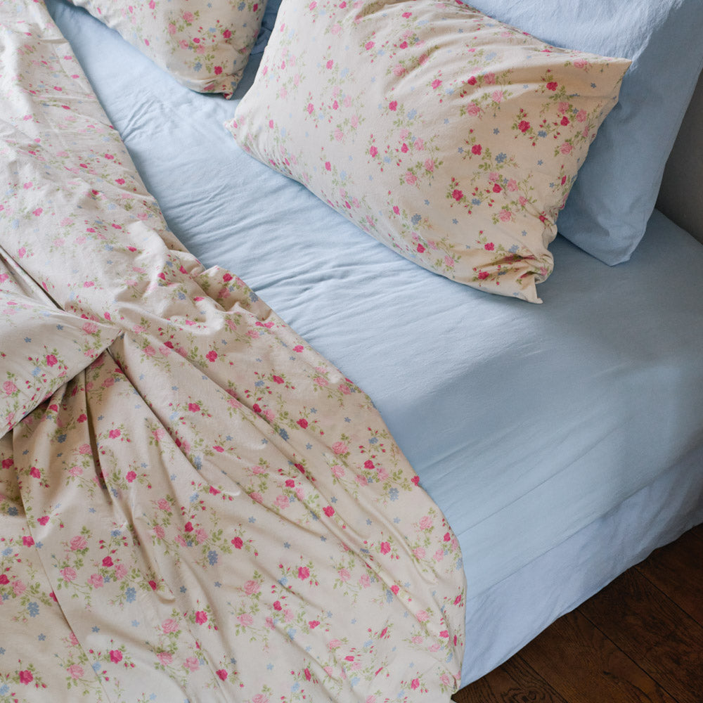 Drap-housse en percale de coton - Bleuet