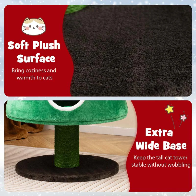 Eletriclife Christmas Cat Tree for Indoor Cats Cute Holiday Cat Tower with 2 Condos