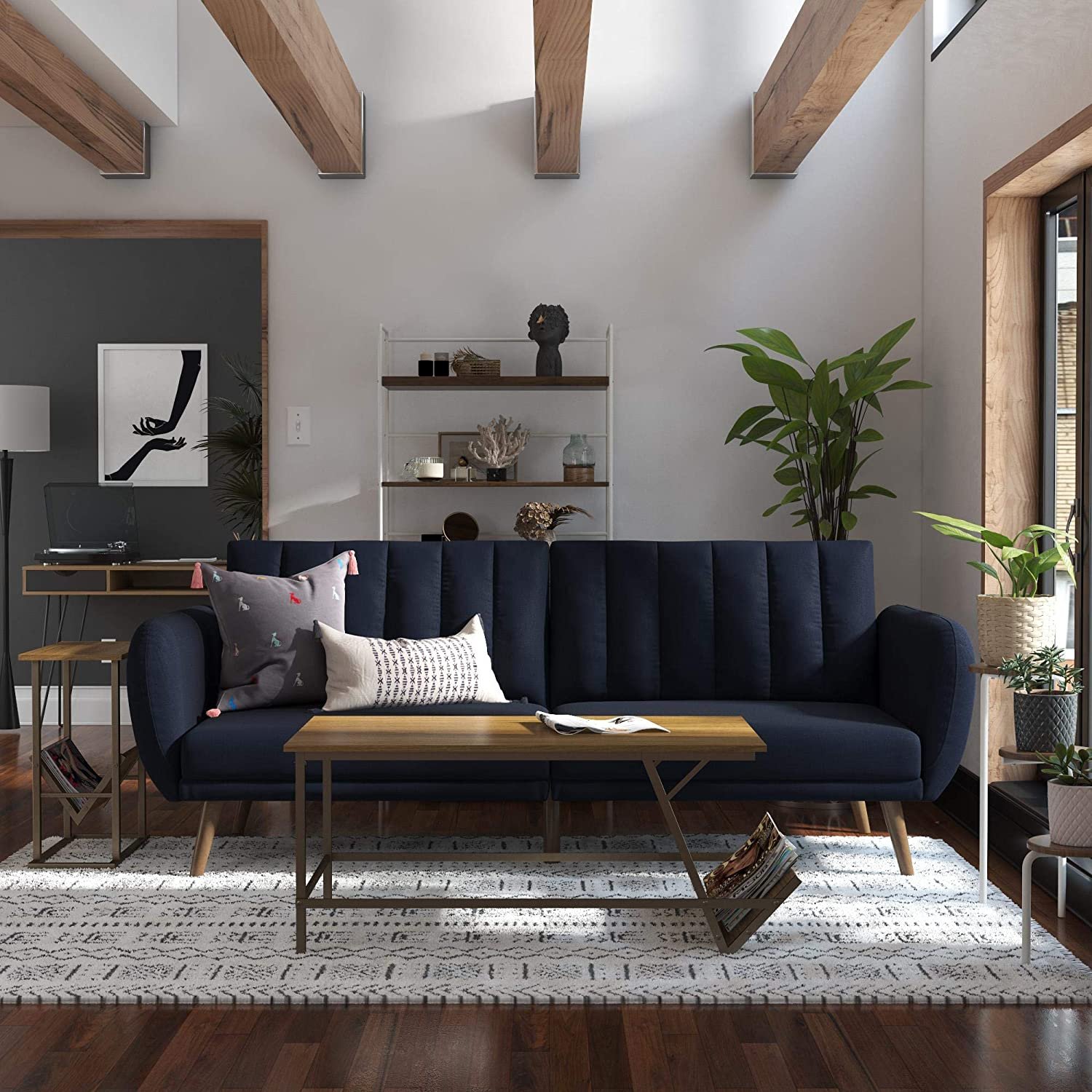 WAYFAIR Novogratz Brittany Sofa Futon - Navy Linen