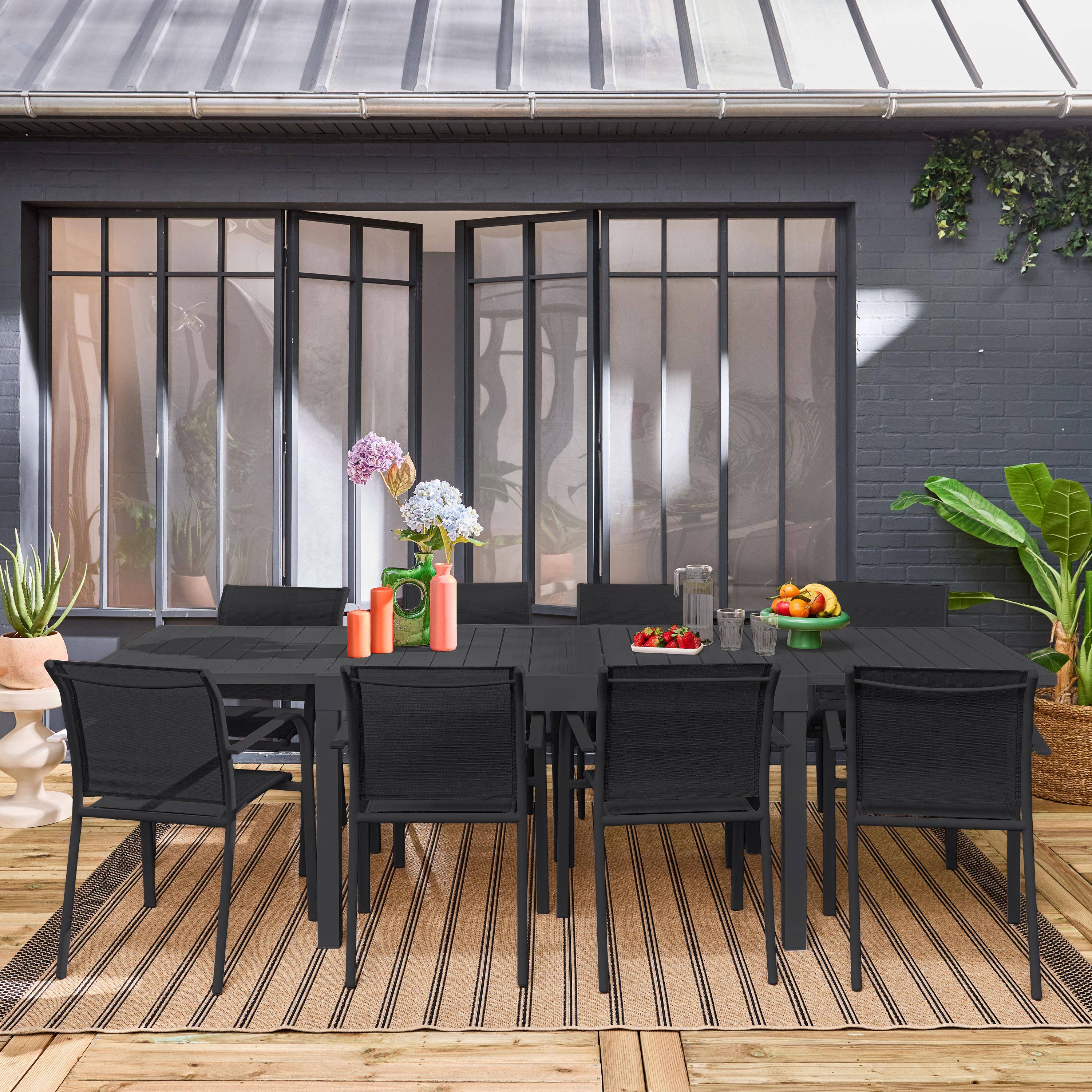 Elora + Amara - Conjunto mesa de jardín extensible de aluminio con 8 sillas