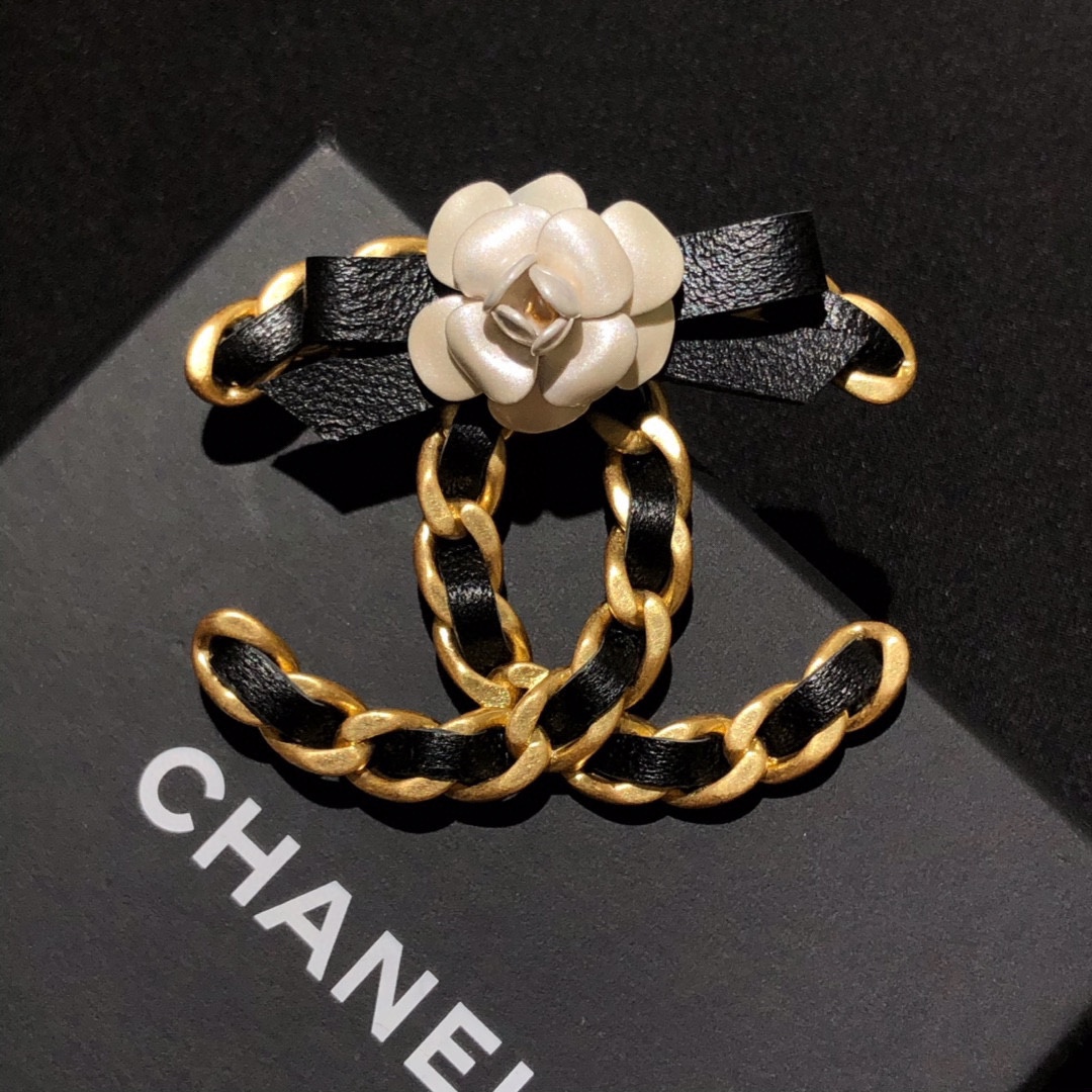 Vintage Chanel Camellia Leather Brooch - Original Replica Club