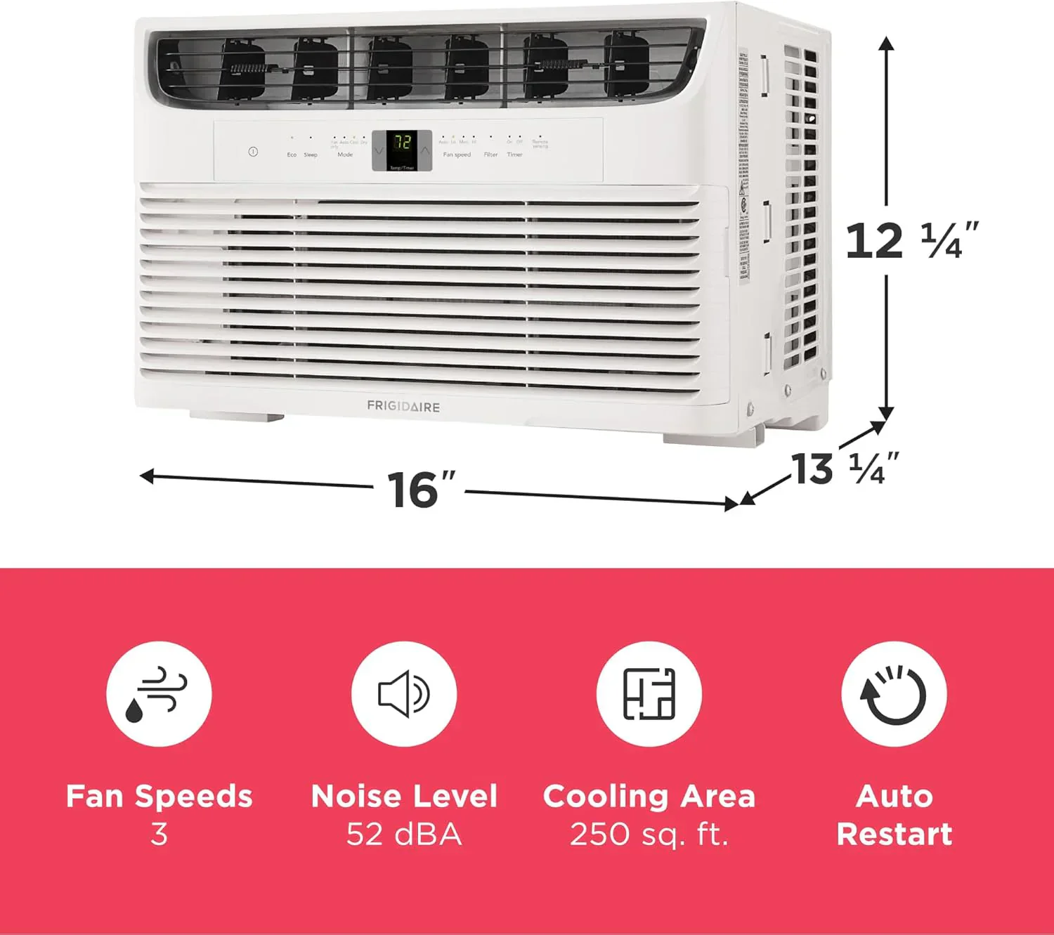 Frigidaire 5,000 BTU Window Air Conditioner Remote Control Cools Up to 150 Sq. Ft. Quiet Operation