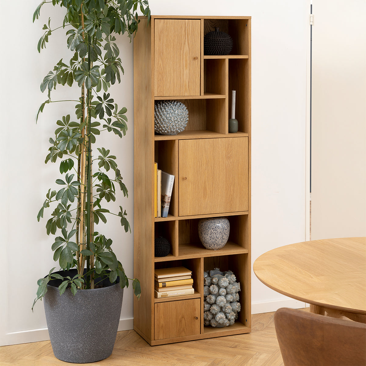 Lisomme Maarten Houten Boekenkast met Vakken - B 60,5 cm - Naturel