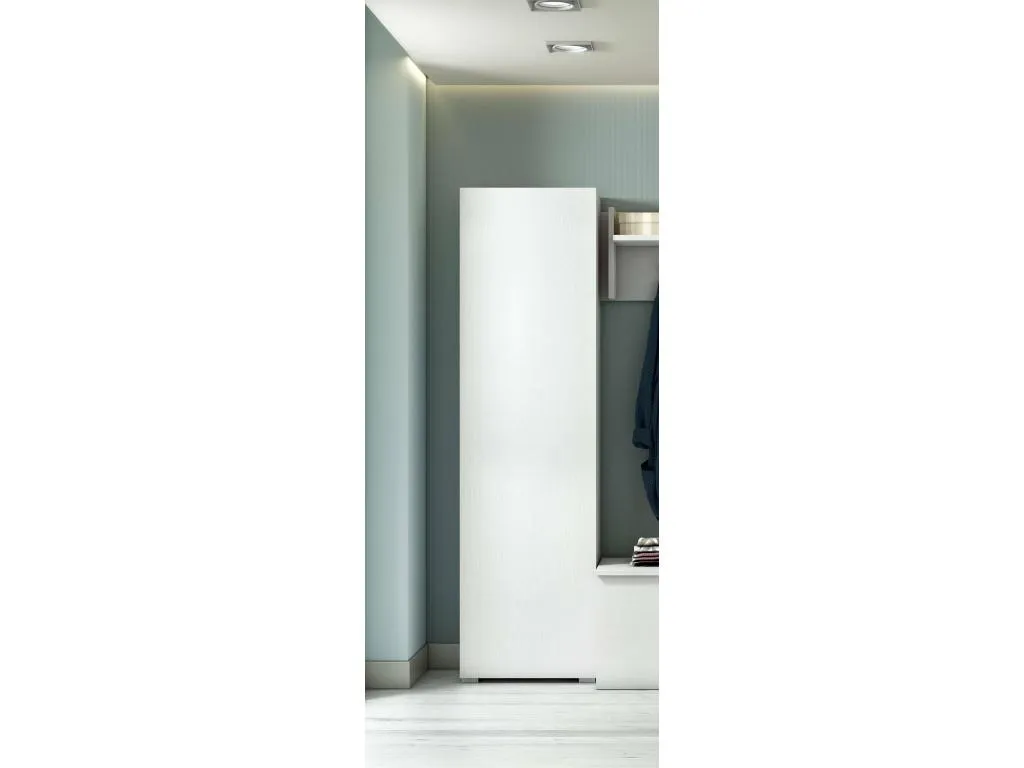 Armario multiusos Hogarsens Mueble lineal con 1 puerta y 7 estantes Columna para entrada o baño Zapatero moderno Made in Italy 50x30h182