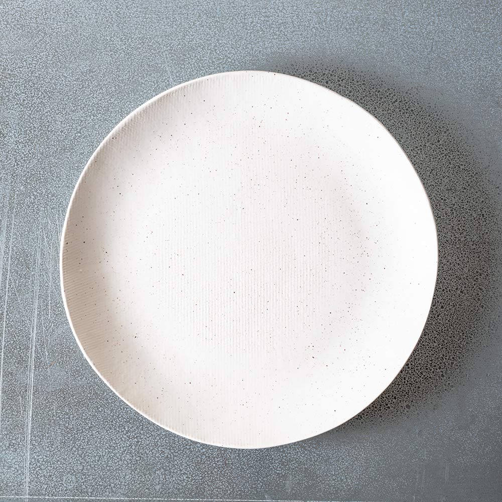 Assiette plate en grès - Crème
