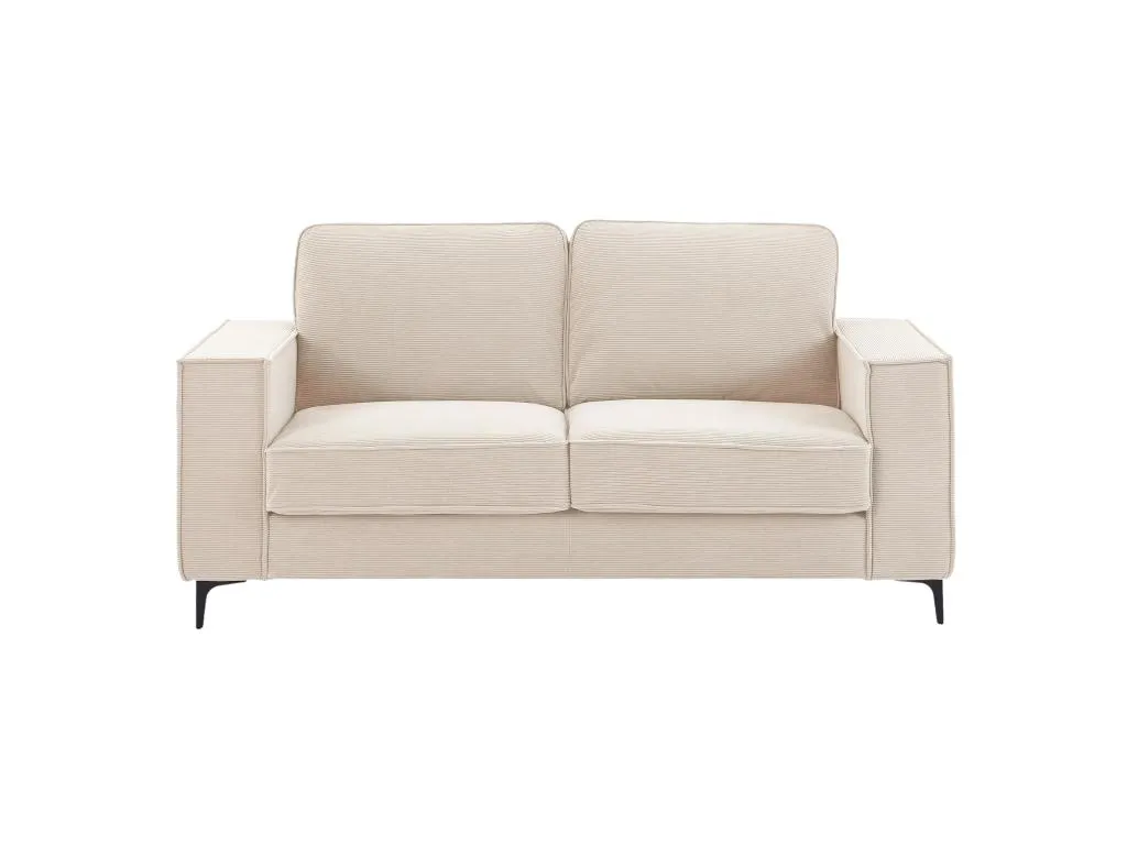 Sofá de 2 plazas de terciopelo acanalado beige Sancaldeco WUYH92202