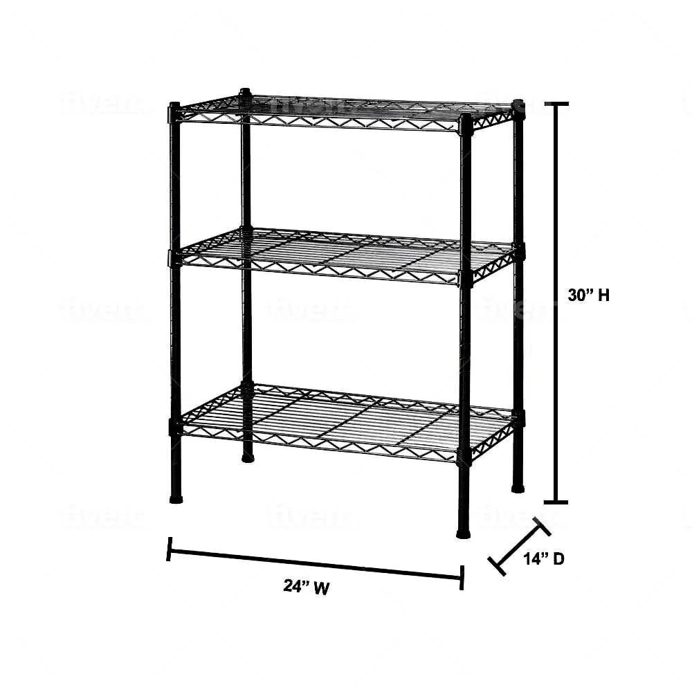 Juggernaut Storage Easy Assembly 24"W x 14"D x 30"H 3-Shelf Shelving Unit, Black - image 2