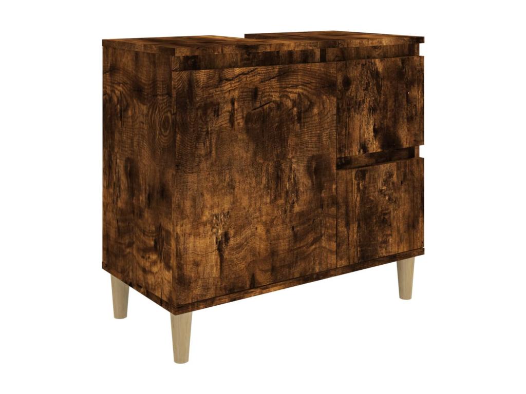 Nestleano Armario de baño madera contrachapada roble ahumado 65x33x60 cm Marrón