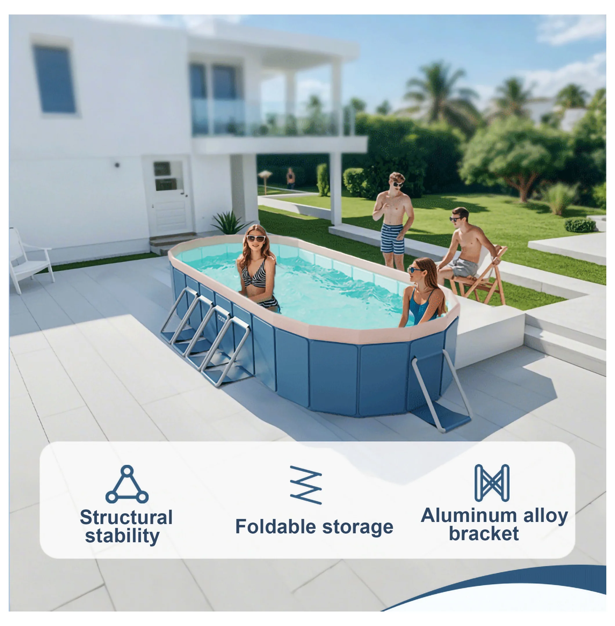 3.65m PVC Folding Pool - Outdoor Swimming Pool for Patio, Beach & Garden - Durable, Non-Inflatable, Easy Setup & Storage - Image 6