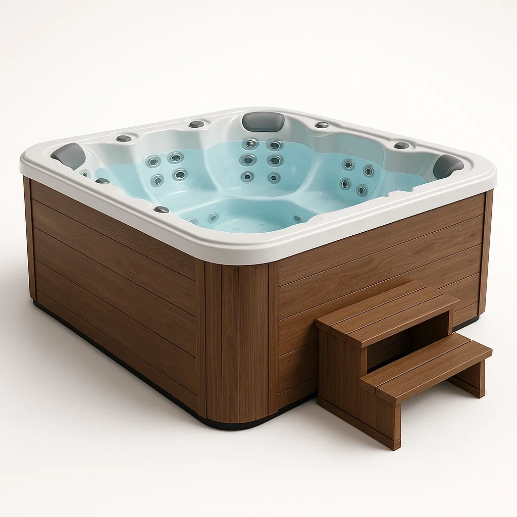 Spas rígidos 215x215x92 cm 3 plazas cuadrado Madera/Blanco YWRnpjx440IG