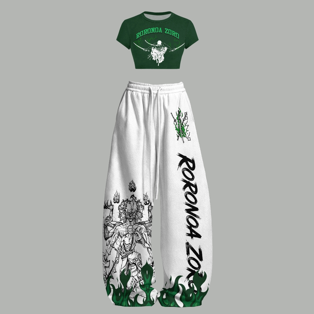 One Piece Women T-Shirt  & Elasticated Trousers Two-Piece Set