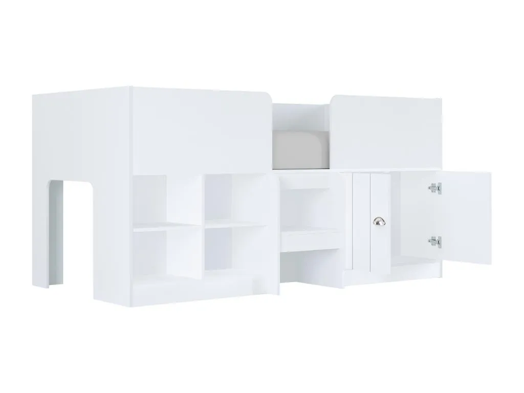 Cama alta con almacenamiento 90 x 190 cm - color: blanco - Cosinor xrj2647915
