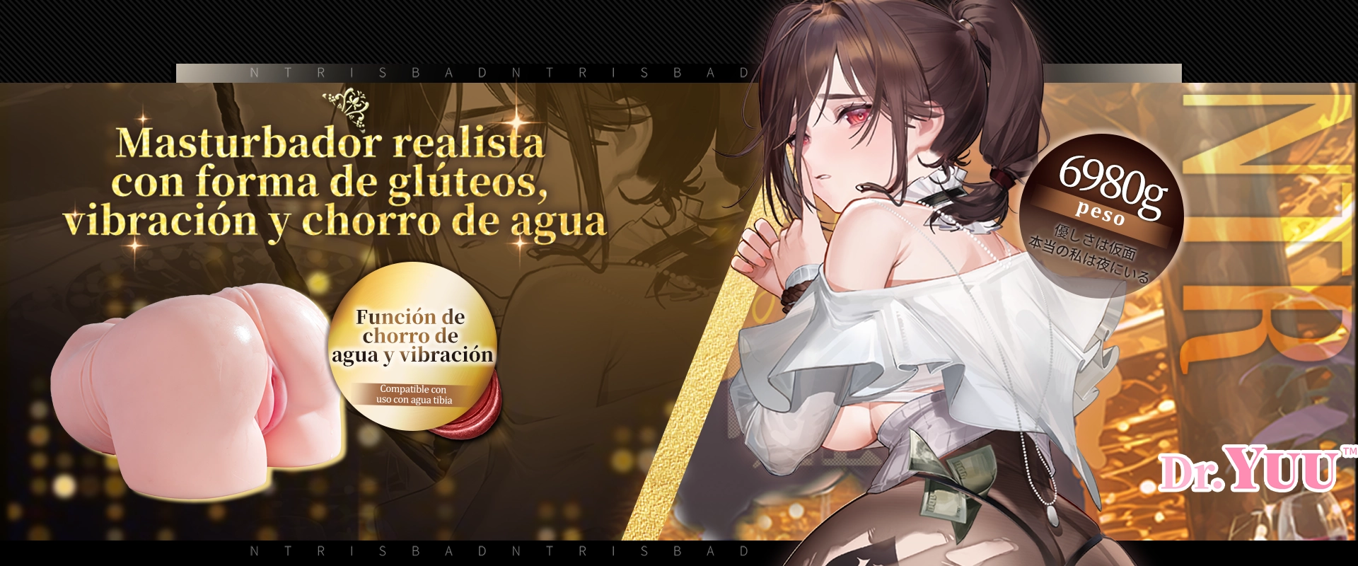 Banner Dr.YUU Misato 6980 g con chorro de agua, vibración y estilo anime