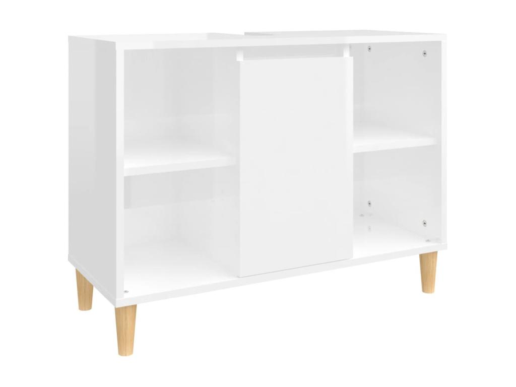 Armario de lavabo madera contrachapada blanco brillo 80x33x60cm