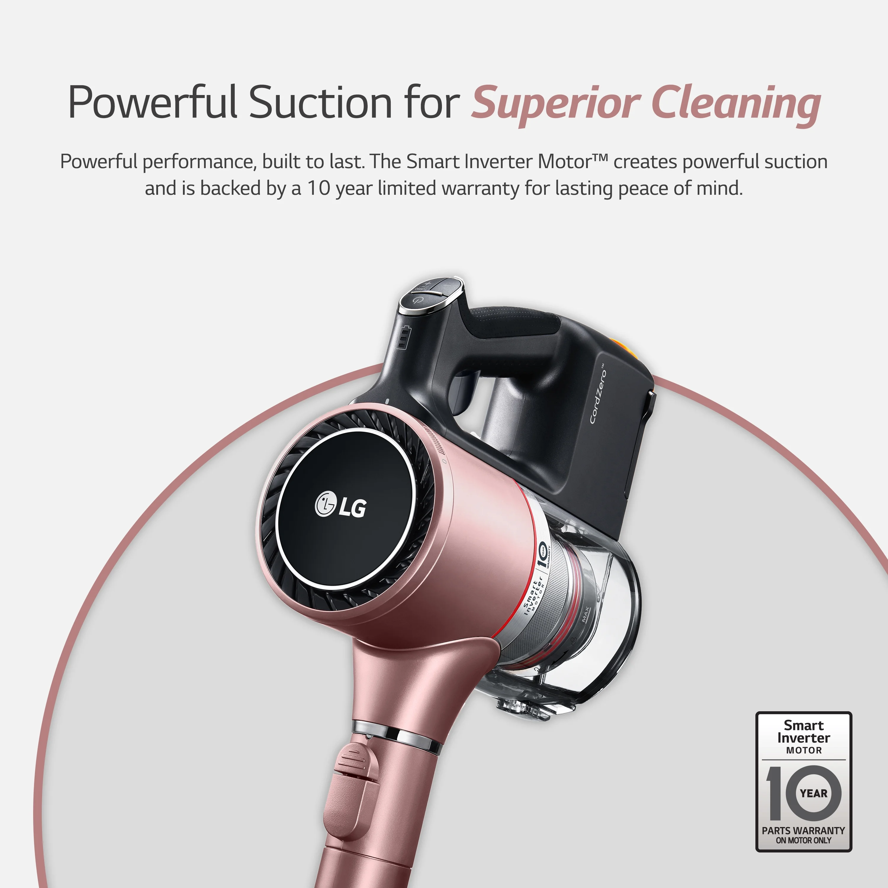 LG Cord Zero A9 Cordless Stick Vacuum - A912PM, Lightweight, Powerful Suction, Pet Hair, Hard Floor, Carpet, HEPA Filter, Self-Cleaning Brushroll, LED Headlights, Rechargeable, Multi-Surface - Image 3