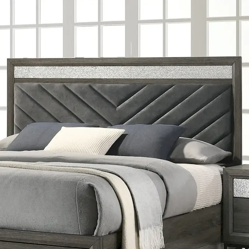 Contemporary Grey 6-Piece Platform Bedroom Set by Furniture of America - Heinisk Collection