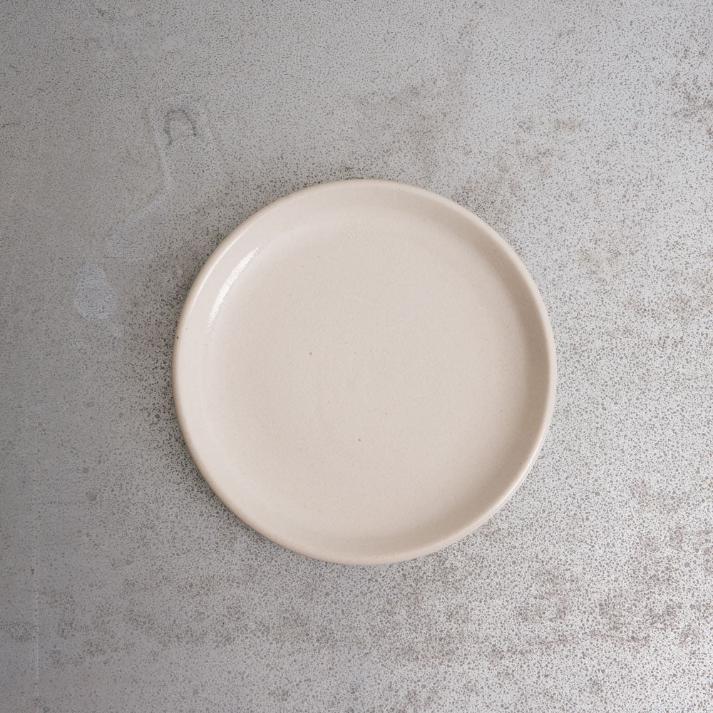 Assiette plate en grès fin - Blanc