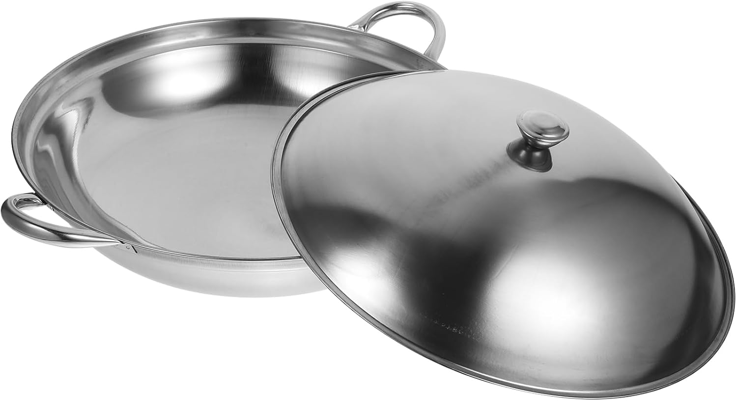 CALLARON Camping Stove Shabu Shabu Hot Pot 27cm Stainless Steel Stovetop Cooking Pot Ramen Cooker Saucepan Japanese Stock Pot with Handle and Lid Kitchen Cooking Tool Wok