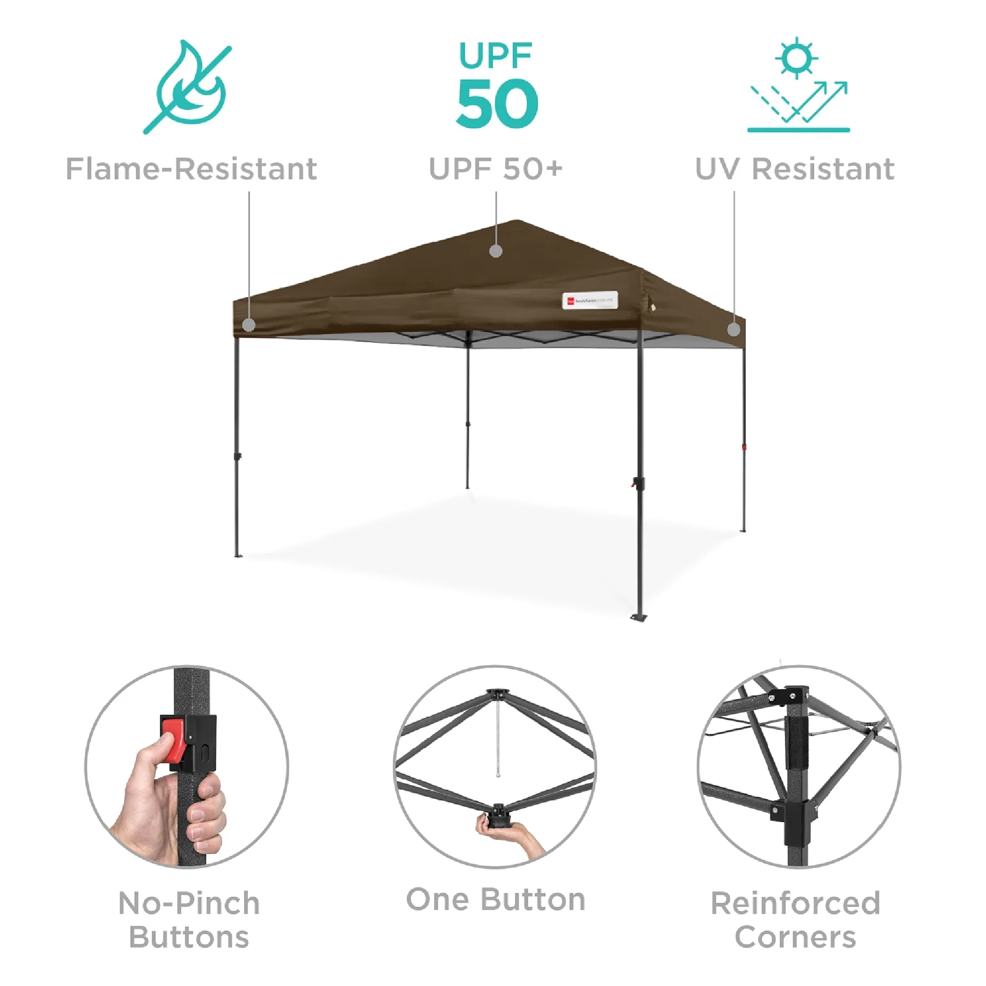 Best Choice Products 10x10ft Easy Setup Pop Up Canopy w/ 1-Button Setup, Wheeled Case, 4 Weight Bags - White - Image 203