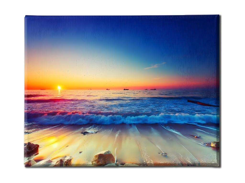 Impresión sobre Lienzo Puesta de Sol sobre el Mar, Multicolor, 100x3x70 cm, Tucasago