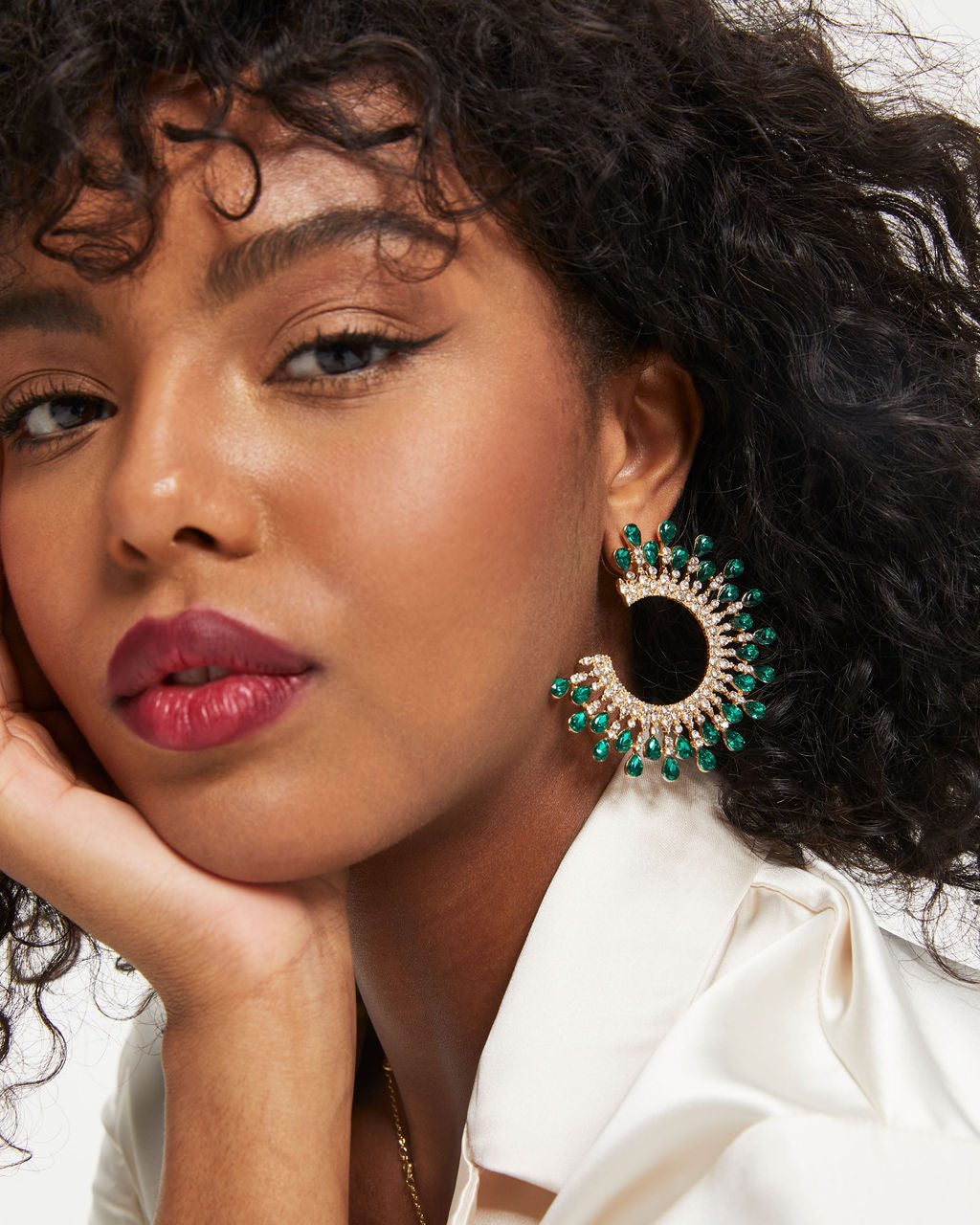 Ever Mine Crystal Burst Earrings - Emerald - Se7enfashion