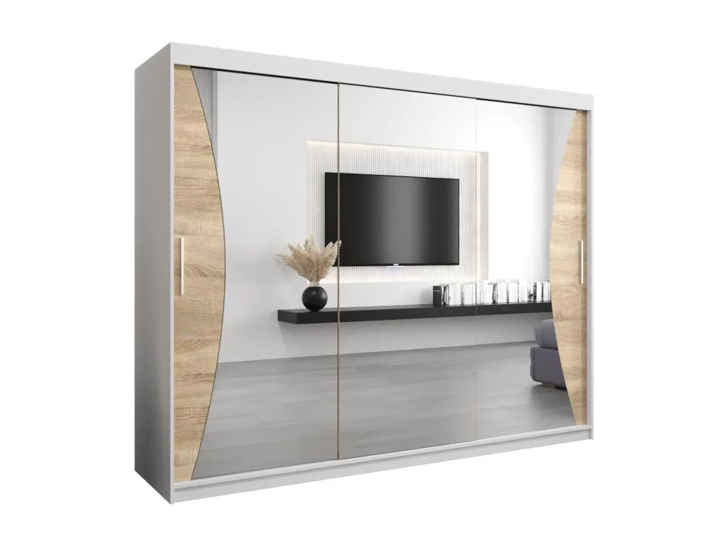 Armario Nidovia con puertas correderas, blanco, 200x250x62 cm, 3 puertas hmc3510047