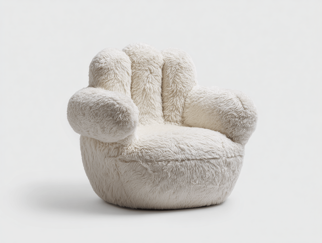 Sillón de felpa blanca 95×90×85 cm – diseño de mano – ergonómico