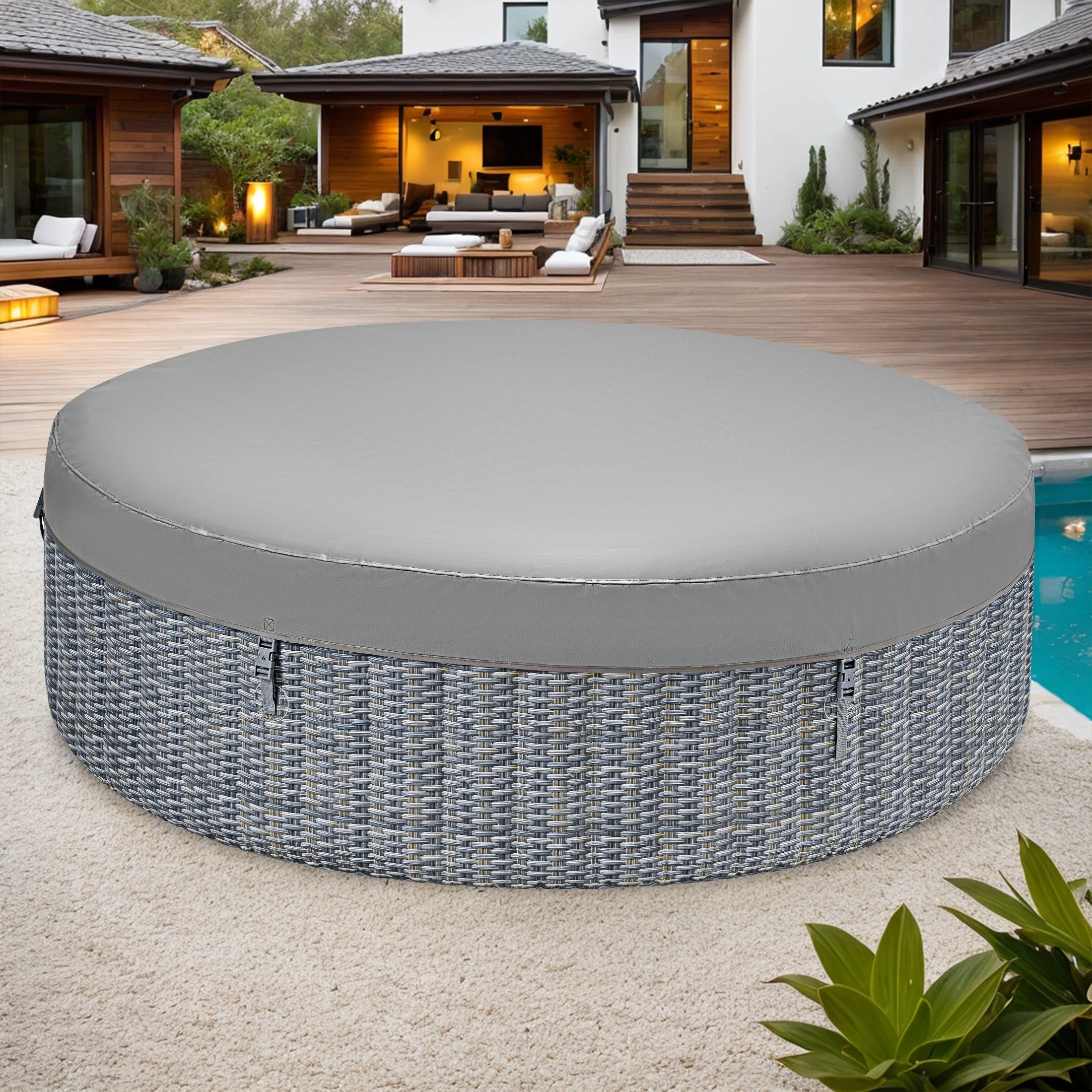 SEGMART 4-6 Person Inflatable Hot Tub Spa with 130 Jets, 82" Outdoor Spa Blow Up Hottub, Outdoor Portable Hottub with Insulated Cover, Floor Protector - Image 2