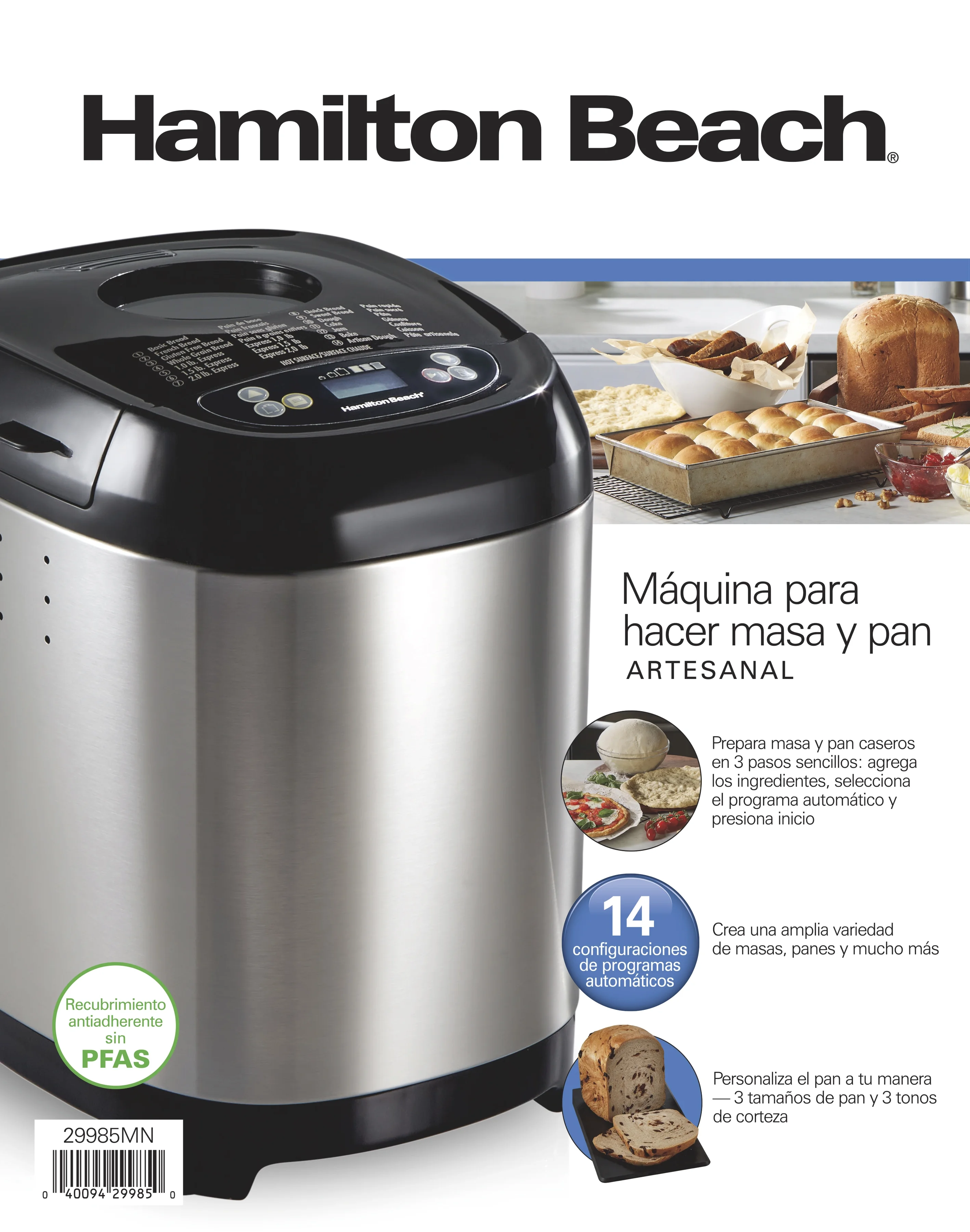 Hamilton Beach 2 lb Bread Maker Machine, Artisan Dough Bread Maker with 14 Settings, Black & Stainless Steel - Image 11