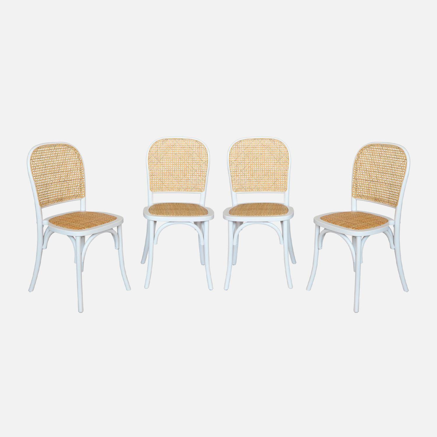 Montparnasse - Sillas de madera y ratán vintage, set de 4