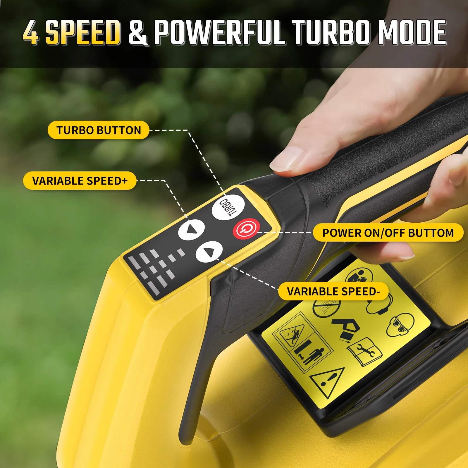 40V Leaf Blower - 650CFM Leaf Blower Cordless with 2 X 5.0Ah Battery & Charger, 4-Speed Electric Leaf Blower, Battery Powered Leaf Blower for Snow Blowing & Yard - Image 6