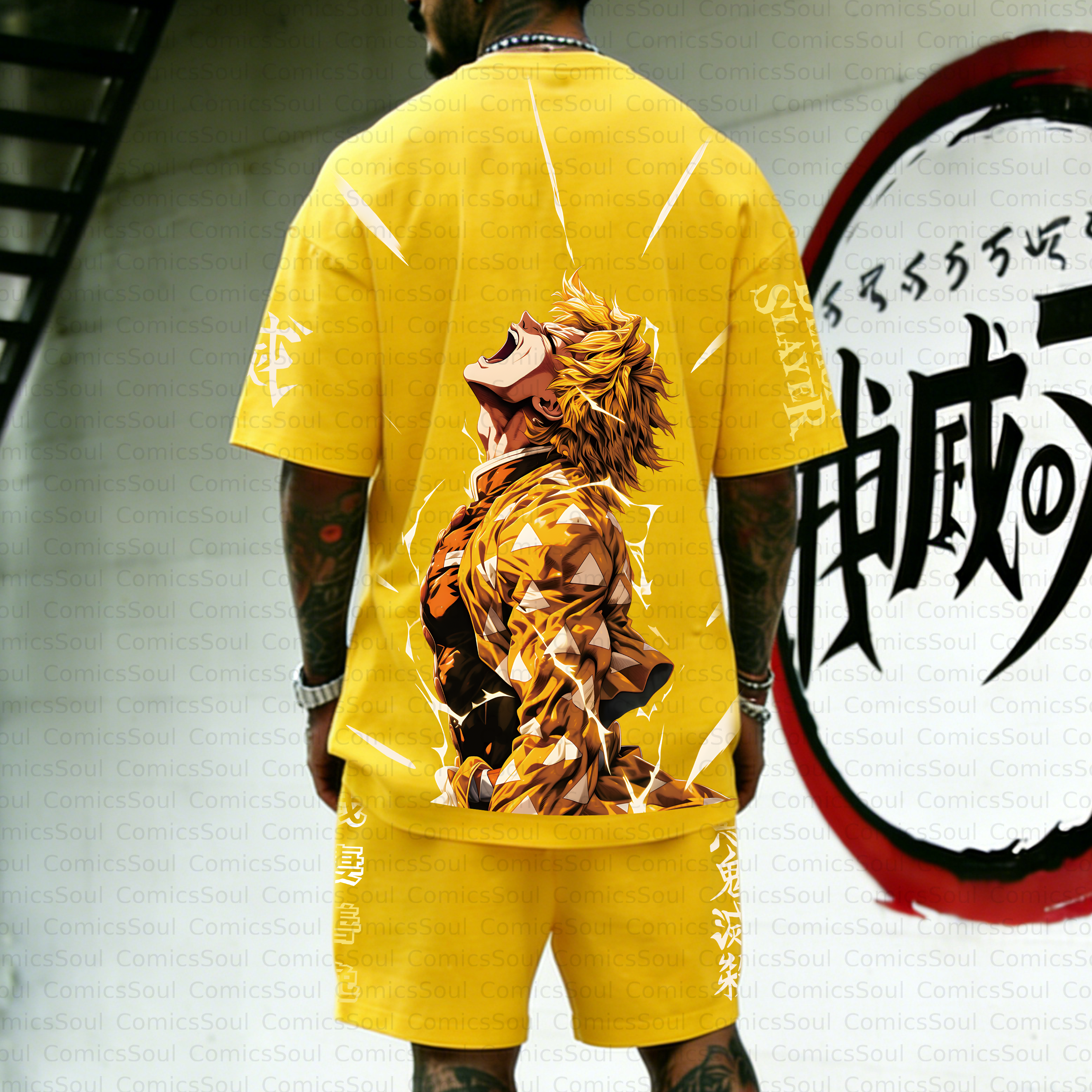 Unisex Anime Inspired Vintage T-shirt& Shorts 2 Pieces Set