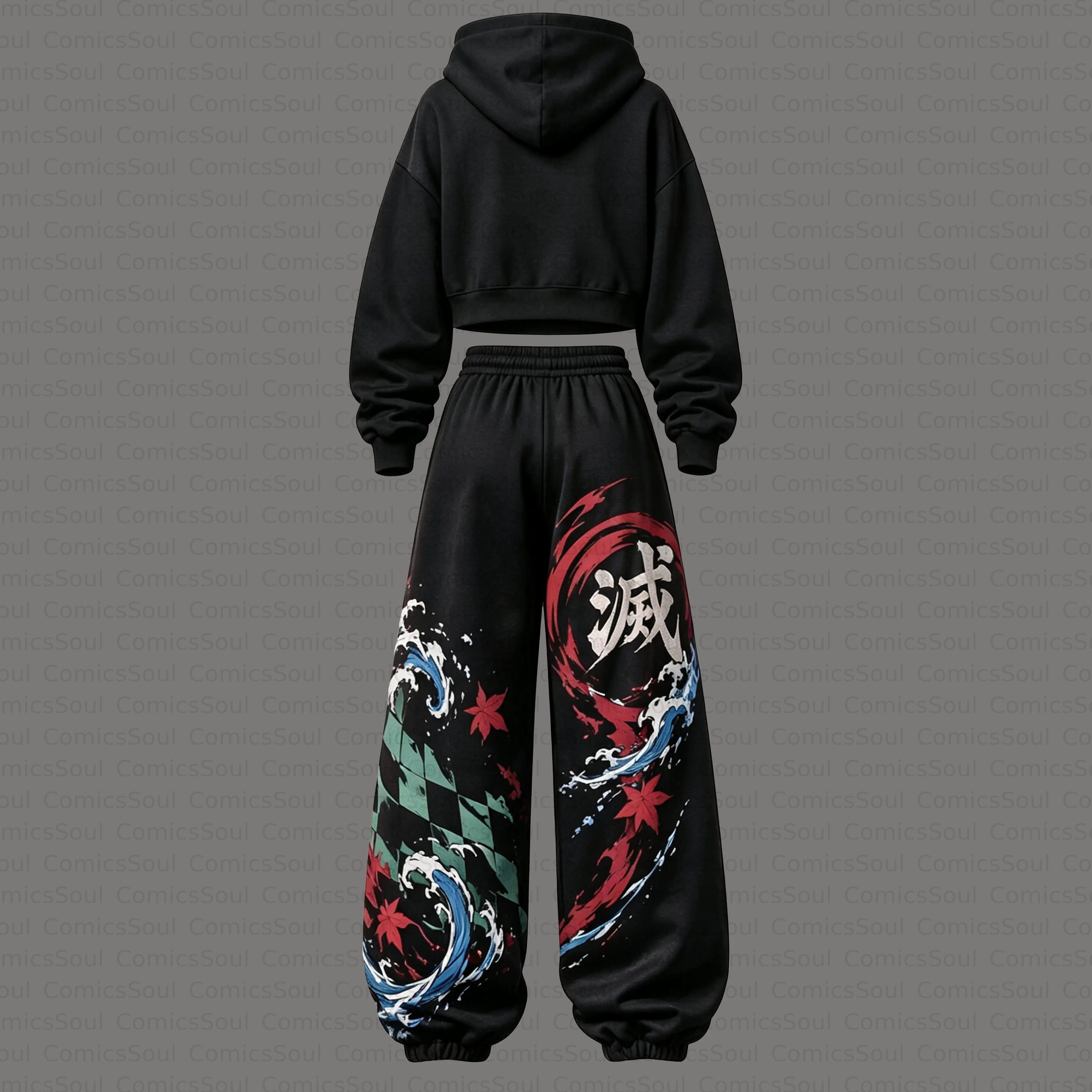 Demon Slayer Cropped Long Sleeve Hoodie & High Waist Jogger Pants Two Piece TeeThreads Sustain the Scene with Custom Apparel