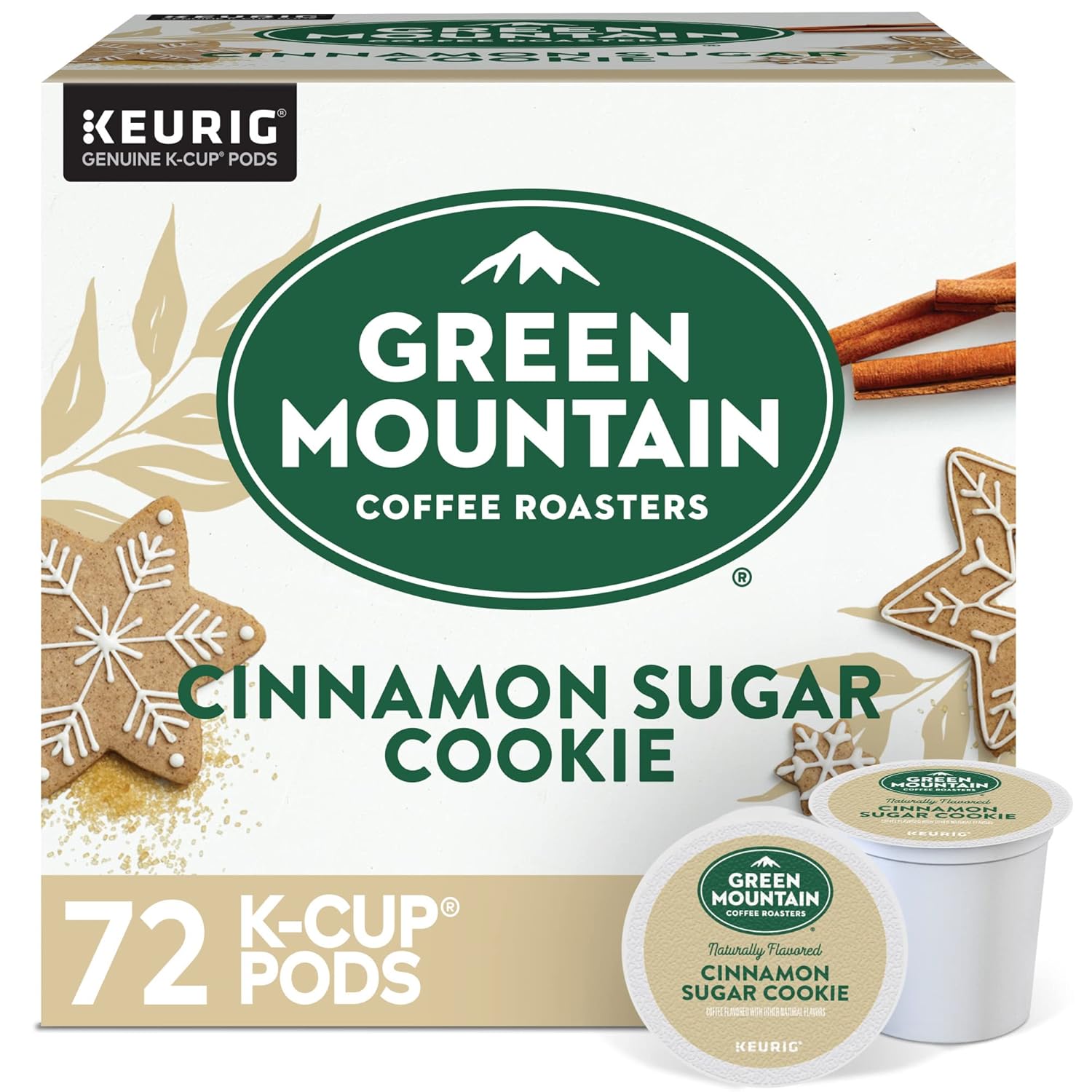 Green Mountain Coffee Roasters Cinnamon Sugar Cookie Coffee. Keurig Single Serve K-Cup Pods. 72 Count