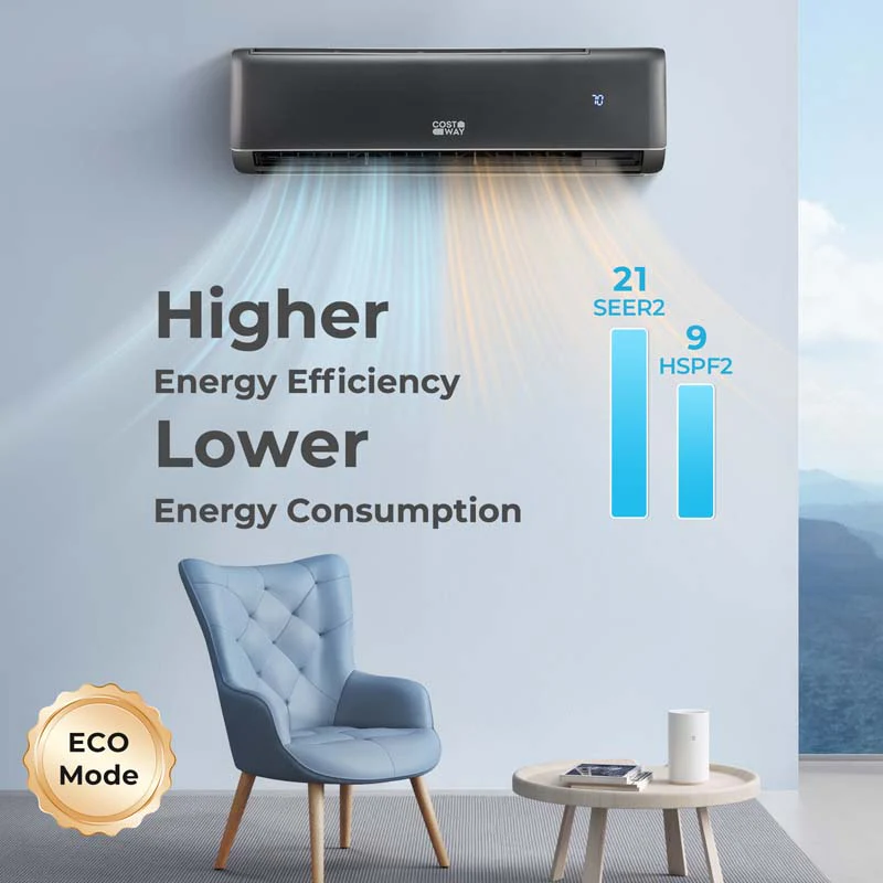 Eletriclife 17000 BTU 21 SEER2 208-230V Wifi Enabled Mini Split Air Conditioner and Heater Gray