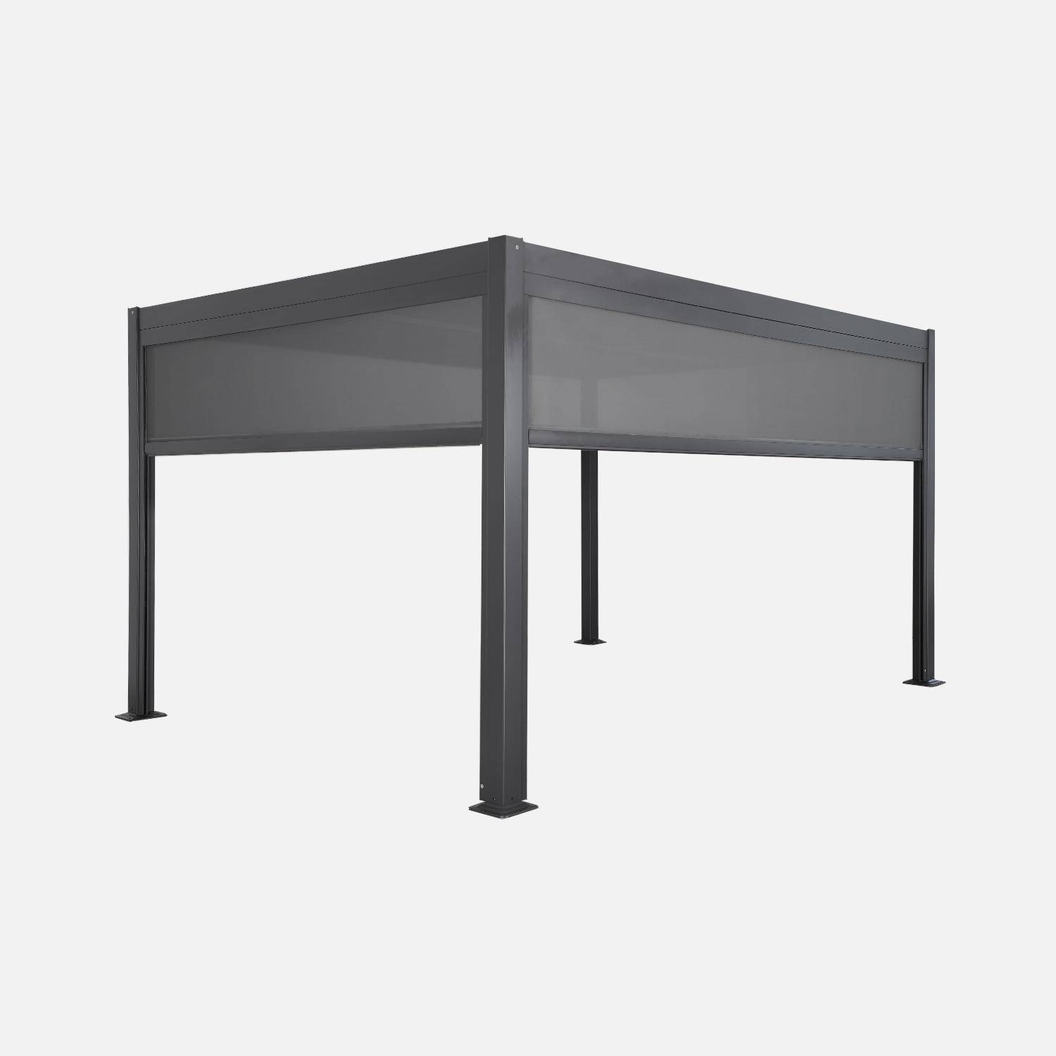 Triomphe 3x4m + accesorios - Pérgola bioclimática 3x4m con 2 toldos verticales de 3m y 4m